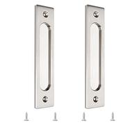 MOROBOR Tiradores rectangulares empotrables de 180 mm, 2 tiradores de acero cepillado de aleación de aluminio con tornillos de montaje para puerta corrediza de granero