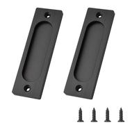 MOROBOR Tiradores rectangulares empotrables para puerta corredera, 2 tiradores de dedo de aleación de aluminio negro con tornillos de montaje para puerta corredera de granero (3.93 pulgadas)