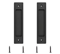 MOROBOR Tiradores rectangulares empotrados para puerta corredera, 2 tiradores de aleación de aluminio negros para puerta de armario con tornillos de montaje para puerta corrediza de granero (180 mm)