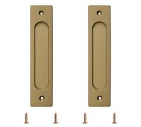 MOROBOR Tiradores rectangulares empotrados para puerta corrediza, 2 unidades, bronce dorado, aleación de aluminio, tiradores de dedo para puerta de armario con tornillos de montaje para puerta