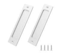 MOROBOR Tiradores rectangulares empotrados para puerta corrediza, 2 unidades, color blanco, aleación de aluminio, manijas de dedo con tornillos de montaje para puerta corrediza de granero (150 mm)