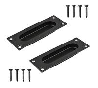 MOROBOR Tiradores rectangulares para puerta corredera empotrada, 2 tiradores de acero inoxidable con tornillos para puerta corredera de granero (negro mate)