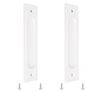 MOROBOR Tiradores rectangulares para puerta corredera empotrada de 180 mm, 2 tiradores de aleación de aluminio para puerta de armario con tornillos de montaje para puerta corredera de granero,Blanco