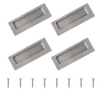 MOROBOR Tiradores rectangulares para puerta corrediza, 4 unidades, de acero inoxidable, empotrables, para puerta de bolsillo, armario, armario