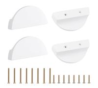 MOROBOR Tiradores semicirculares para cajones, 4 unidades, madera natural pintable, tiradores semicirculares con borde para dedos, madera de haya, tirador con doble orificio para cajones/blanco