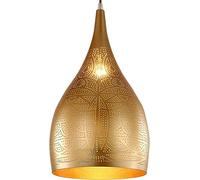 Moroccan Etching Pendant Light Industrial Porous Arabic Chandelier Vintage Turkish Hollow Ceiling Hanging Lamp Fixture for Kitchen Island Restaurant Hallway Foyer Bar Farmhouse (Color : Gold)