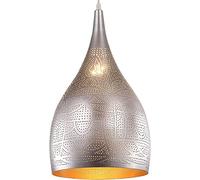 Moroccan Etching Pendant Light Industrial Porous Arabic Chandelier Vintage Turkish Hollow Ceiling Hanging Lamp Fixture for Kitchen Island Restaurant Hallway Foyer Bar Farmhouse (Color : Silver)