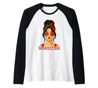 Moroccan Girl Morocco Flag Moroccan Girlfriend Wife Camiseta Manga Raglan