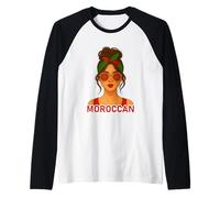 Moroccan Girl Morocco Flag Moroccan Girlfriend Wife Camiseta Manga Raglan