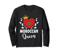 Moroccan Queen Morocco Flag Proud Moroccan Woman Manga Larga