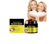Moroccan Shower Wash, Black Soap Handcrafted, Body Exfoliator Scrub, Exfoliating Black Soap with Argán, Body Scrub, Deep Cleansing Hidrating, Purify and Soft Skin (1PCS)