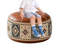 Moroccan Waterproof Storage Pouf Ottoman - Unstuffed Faux Leather Cover | 20.87 Inch Diameter | Moroccan Print Waterproof Artificial Leather Pouf Cover | Large Capacity Clothes & Blanket Storage Seat