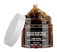 Morocco Black Beldi Soap - Jabón Beldi negro multifuncional | marroquí único | con argán y rosa adecuado para mujeres, hombres, camping y viajes de negocios