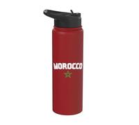 Morocco Flag Graphic Funny Morocco Nation Flag Morocco Stainless Steel Insulated Water Bottle