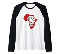 Morocco Flag Lion of Africa Proud Moroccan Football Game Camiseta Manga Raglan