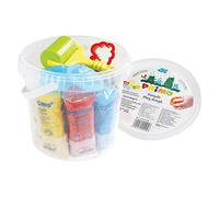 Morocolor PRIMO, 10 bloques de 100 g de plastilina Easy Do, 6 moldes, 8 moldes, 1 rodillo, Colores surtidos brillantes y moldes creativos, Elástico, Suave y maleable, Sin gluten