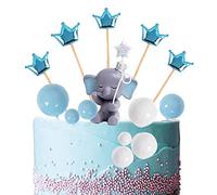 Morofme Decoración para tarta de elefante azul con elefante de bebé, 14 unidades, bolas de perlas, adornos para tartas de elefantes, decoración para el tema del elefante, es un niño pequeño maní Baby