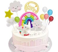 Morofme Decoración para tartas de unicornio, diseño de unicornio, cumpleaños, torta, arco iris, feliz cumpleaños, guirnalda de globos para tartas y tartas para niños y niñas