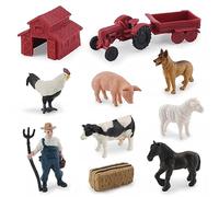 Morofme Mini granero realista granero juguete tractor playset - plástico granja animal figura granja pastel Topper figuras agricultor vehículo juguete camión con remolque para niños