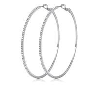 MOROTOLE 925 Sterling Silver Rhinestone Hoop Earrings Moda Delgada de Plata Rhinestone Aros Hipoalergénico Grandes Aros de Plata Pendientes para Mujeres Niñas Joyería Regalos 20/30/40/50/60/70mm