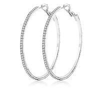 MOROTOLE 925 Sterling Silver Rhinestone Hoop Earrings Moda Delgada de Plata Rhinestone Aros Hipoalergénico Grandes Aros de Plata Pendientes para Mujeres Niñas Joyería Regalos 20/30/40/50/60/70mm