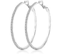 MOROTOLE 925 Sterling Silver Rhinestone Hoop Earrings Moda Delgada de Plata Rhinestone Aros Hipoalergénico Grandes Aros de Plata Pendientes para Mujeres Niñas Joyería Regalos 20/30/40/50/60/70mm
