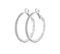 MOROTOLE 925 Sterling Silver Rhinestone Hoop Earrings Moda Delgada de Plata Rhinestone Aros Hipoalergénico Grandes Aros de Plata Pendientes para Mujeres Niñas Joyería Regalos 20/30/40/50/60/70mm