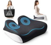MORPAN Cojin coxis, viscoelastico y ergonomico, cojin Silla Oficina con Funda Lavable y Transpirable, Base Antideslizante y de Regalo QR con videoguias + Bolsa Transporte.Sientate Comodo Cada Dia