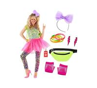 Morph Disfraz 80s Mujer, Traje Retro con Accesorios, Disfraz Halloween, Fiesta Temática Retro, XL
