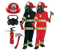 Morph Disfraz Bombero Niño y Niña Rojo, Traje Bombera, Kit Bombero, Disfraces para Carnaval y Halloween, L