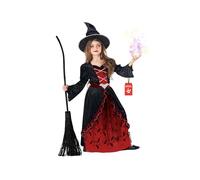 Morph Disfraz Bruja Niña Rojo, Traje Brujo para Halloween, Disfraces Niña Bruja, 10-12 años