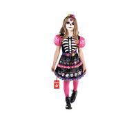 Morph Disfraz Catrina Niña, Vestido Catrina para Halloween, Disfraces Niña Catrina, Tallas T2, S, M, L, XL, 3-4 años