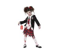 Morph Disfraz Colegiala Zombi Niña Halloween Chaqueta Desgastada Camisa Corbata Falda Cuadros Salpicaduras Talla XL 12-14 Años