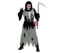 Morph Disfraz La Muerte Niño, Máscara con Luces, Traje de La Parca, Disfraces de la Muerte, Disfraz Halloween Niño, S