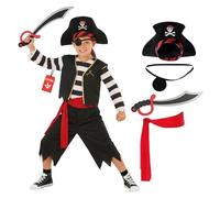 Morph Disfraz Pirata Niño, Disfraz Bucanero Halloween Niño, 7-9 años