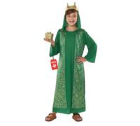 Morph Disfraz Rey Mago Gaspar Niño Verde, Traje Reyes Magos Navidad, Disfraces para Carnaval y Halloween, 4-6 años
