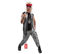 Morph Disfraz Rockero Hombre, Años 80, Punky, Cantante, Roquero, Disfraces Adulto para Carnaval y Halloween, XXL