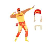 Morph Oficial Disfraz Hulk Hogan Hombre Adulto, Lucha Libre, Despedida Soltero, Carnaval y Halloween, XXL