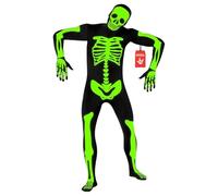 Morphsuits Disfraz Esqueleto Hombre Brilla En La Oscuridad, Disfraz Halloween Hombre Miedo Disponible en Talla XL