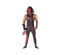 Morphsuits Disfraz WWE Kane Gran Monstruo Hombre Lucha Libre Mono Negro Máscara Peluca Guantes Muñequeras Talla L