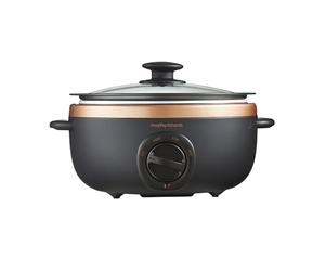 Morphy Richards 460016 Sear and Stew Olla de cocción lenta, vidrio, 163 W, 3,5 litros, negro y oro rosa