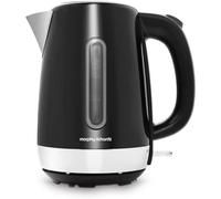 Morphy Richards Equip 102783 - Hervidor de agua, 1,7 L, 3 Kw de ebullición rápida, filtro de cal extraíble, medidor de agua Easy View, caja de acero inoxidable, color negro