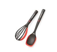 Morphy Richards Juego de batidor y cuchara sólida, utensilios de nailon y silicona resistentes al calor, raspador integrado, pelador de hierbas y cuchara medidora, antiadherente, apto para