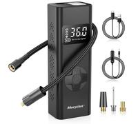 Morpilot 7800mAh Compresor de Aire Portátil, 150 PSI Inflador Inalámbrico para Neumáticos de Coche con Enchufe para Encendedor, Luz LED, Manguera de 30 cm y 4 Agujas para Coches, Motos, Bicicletas