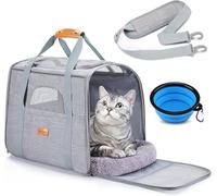 Morpilot Caja de transporte para gatos grandes y cachorros de hasta 7 kg, caja para gatos, bolsa para perros con cremalleras de seguridad, carcasa plegable, caja de transporte para gatos y perros para