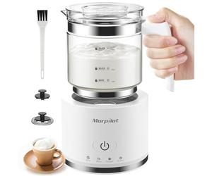 Morpilot Espumador de Leche Eéctrico Blanco, 500 ml, Calentador de Leche 4 en 1 para Leche Caliente y Fría, Apto para Lavavajillas, Diseño Latte