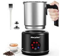 morpilot - Espumador de leche eléctrico 6 en 1, espumador automático de leche de gran capacidad, vaporizador de leche de acero inoxidable, calentador de leche y espumador para café con leche (negro)
