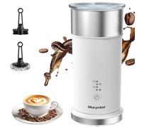 Morpilot Espumador de Leche Eléctrico Automático, Función 4 en 1, Acero Inoxidable, para Espuma Fría y Caliente, Latte, Capuchinos y Macchiato, Blanco