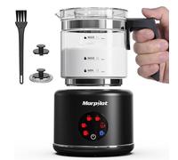 Morpilot Espumador de leche eléctrico, espumador de leche 6 en 1 para chocolate caliente, frío y caliente, 130-500 ml, 600 W, diseño con leche, apto para lavavajillas, vidrio visual