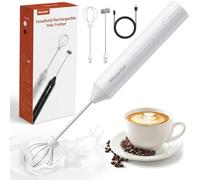 Morpilot Espumador de Leche Recargable por USB con 2 Cabezales de Acero Inoxidable, Minibatidor Eléctrico Portátil con 3 Velocidades para Café, Crema, Capuchino, Latte, Huevos, Zumo y Matcha
